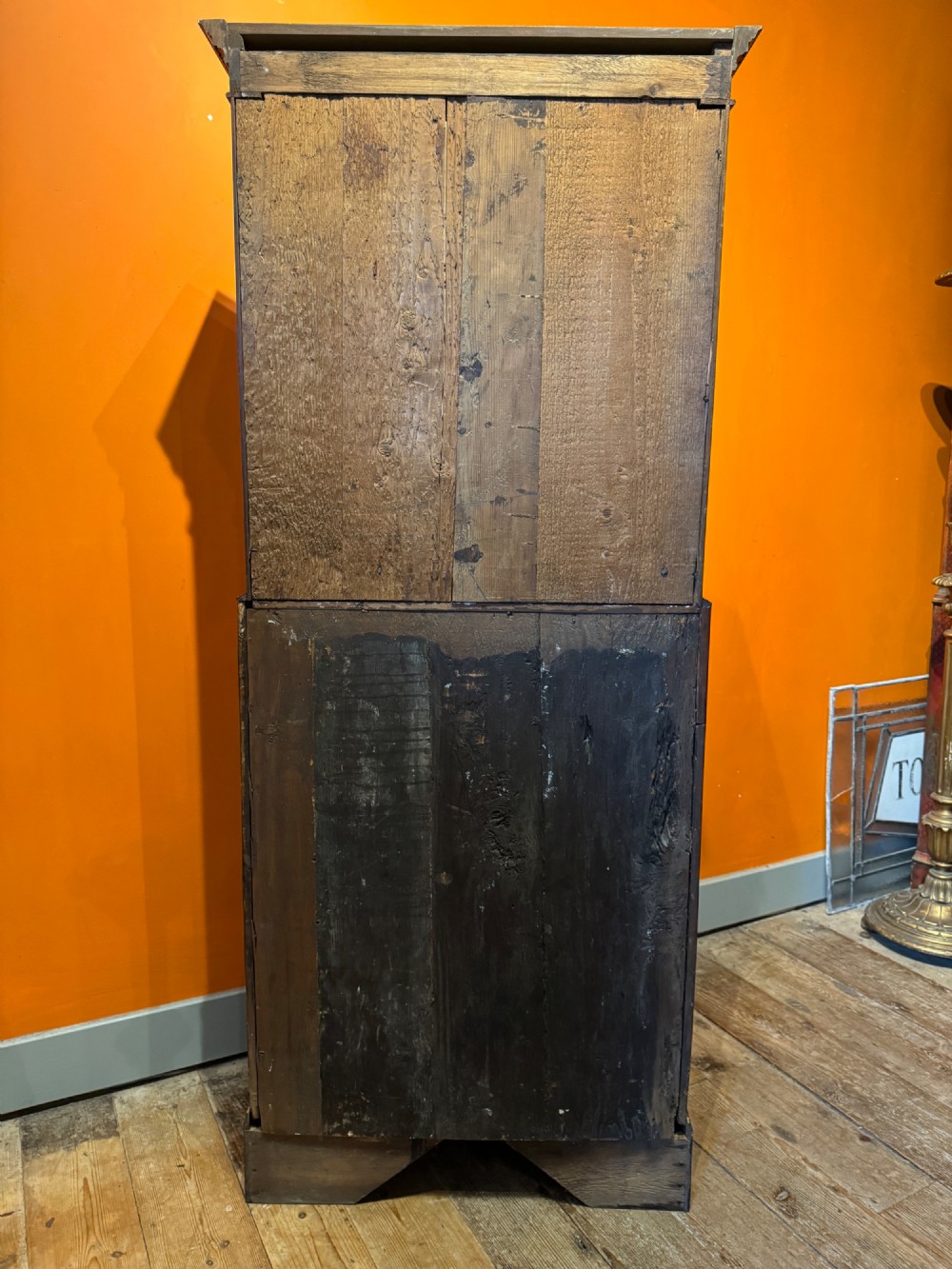 Antique Oyster Veneered & Inlaid Walnut Bureau Bookcase of Diminutive Proportions Irish Interest View XIII