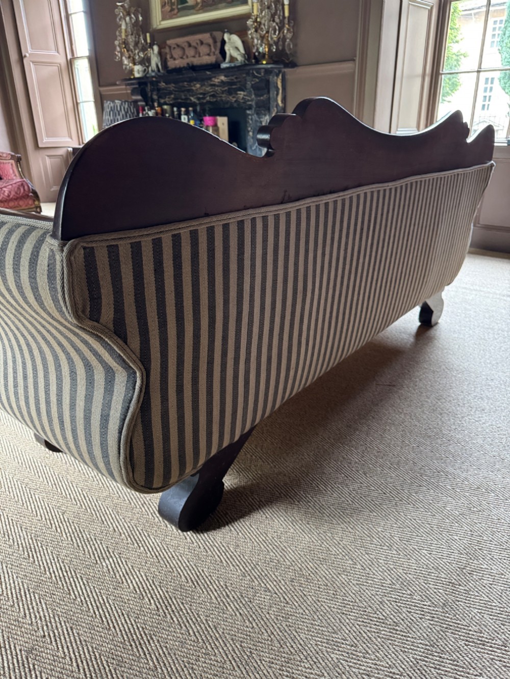 French Charles X Mahogany Sofa with Swan Neck Arms circa 1820 View IV