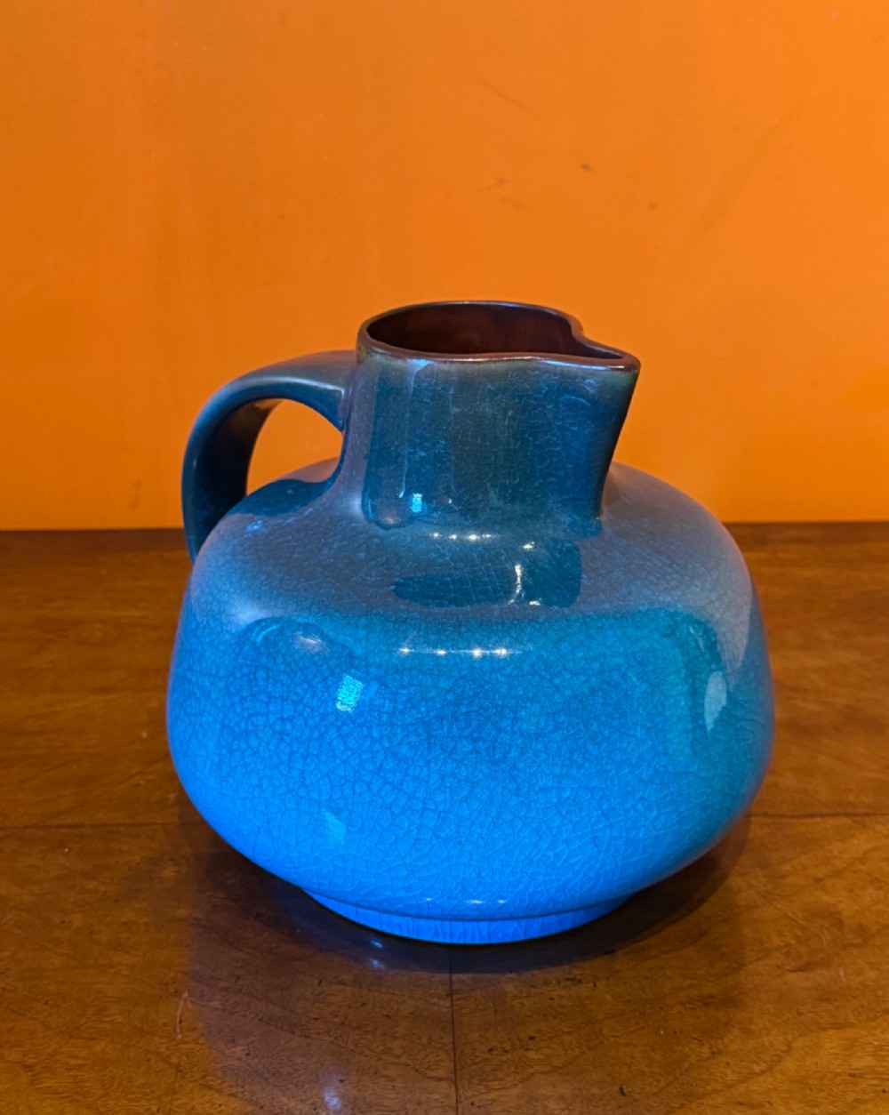 Large Belgian Art Pottery Crackle Glazed Jug View II