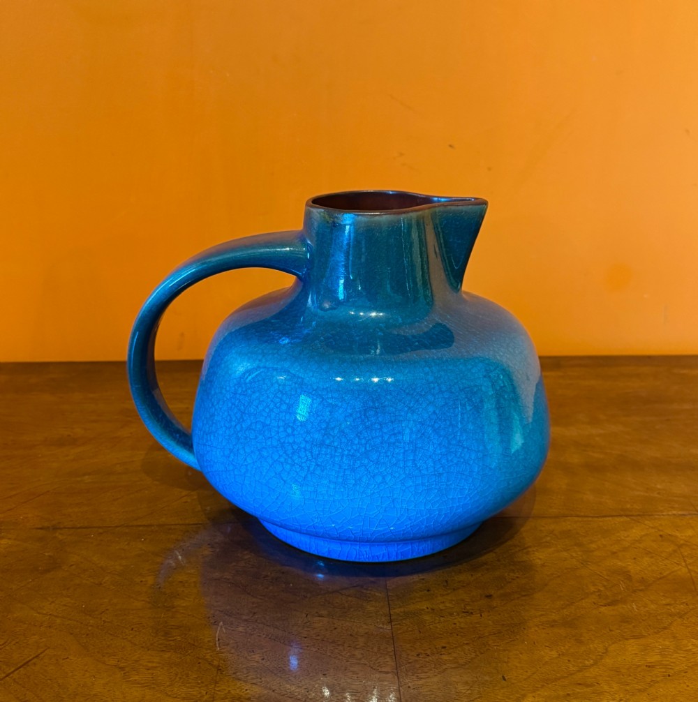 Large Belgian Art Pottery Crackle Glazed Jug View III