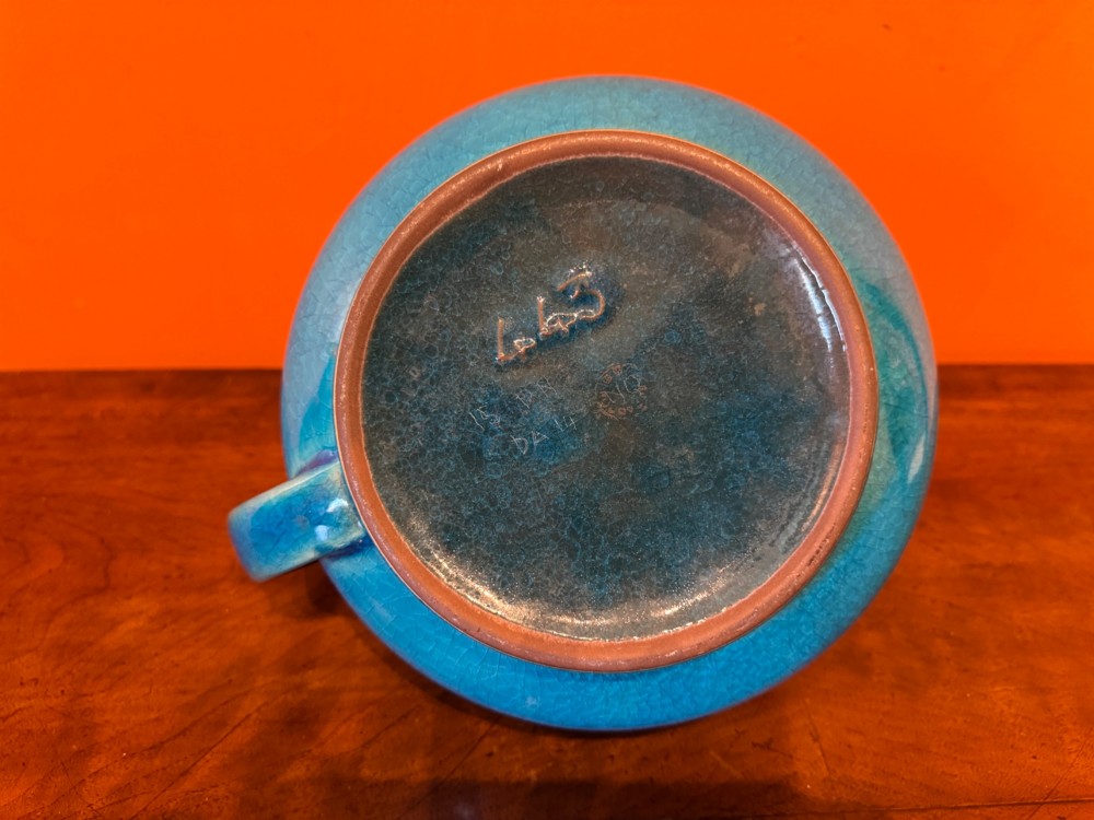 Large Belgian Art Pottery Crackle Glazed Jug View V