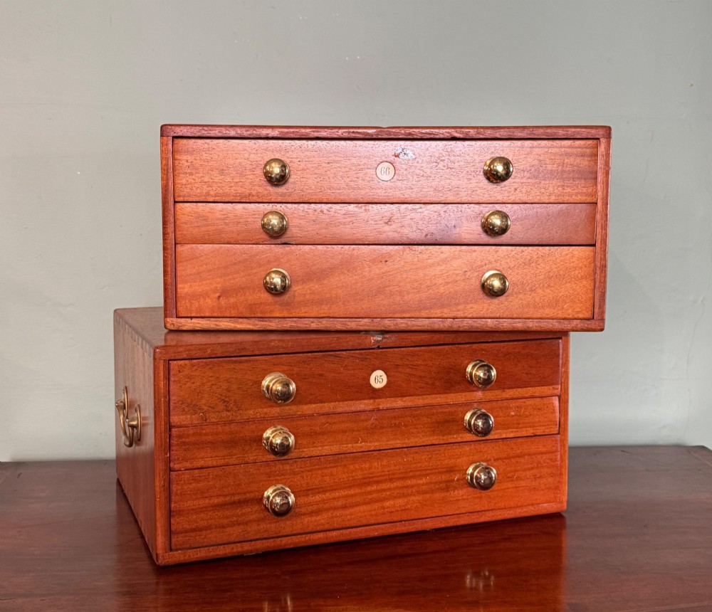 Pair of Mahogany Dentists or Laboratory Chests of Drawers View II