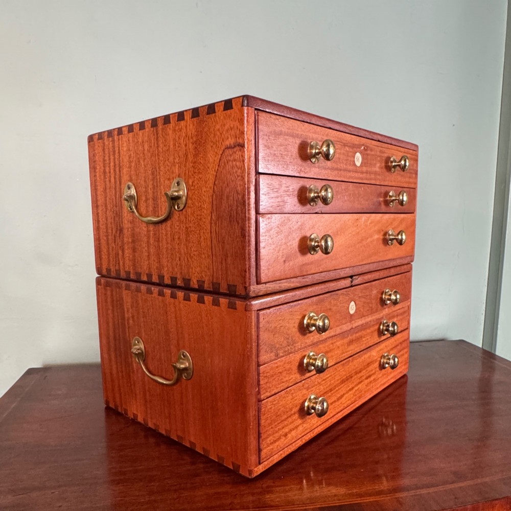 Pair of Mahogany Dentists or Laboratory Chests of Drawers View VI