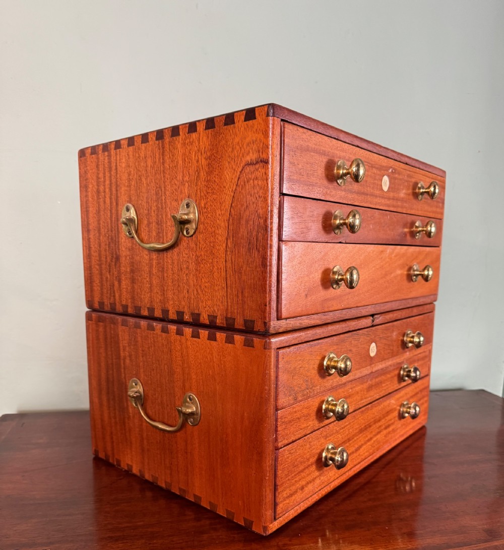Pair of Mahogany Dentists or Laboratory Chests of Drawers View VII