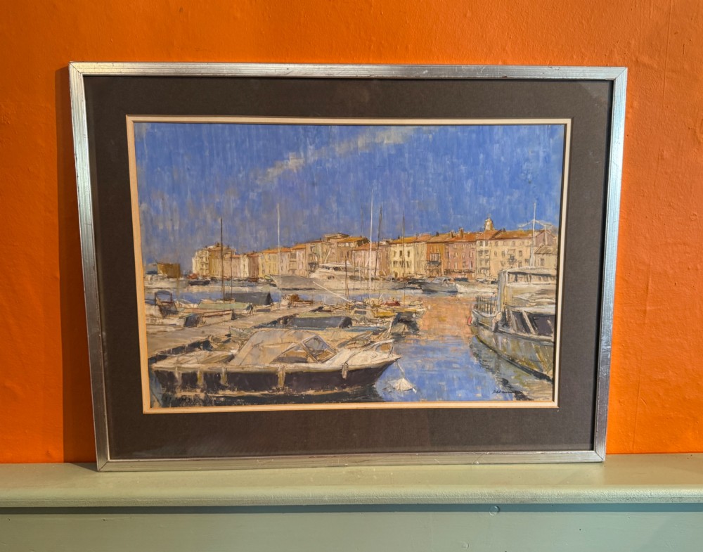 PETER RASMUSSEN View of St. Tropez Harbour, Pastel on Paper View II
