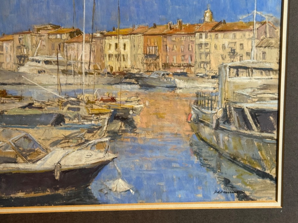 PETER RASMUSSEN View of St. Tropez Harbour, Pastel on Paper View III