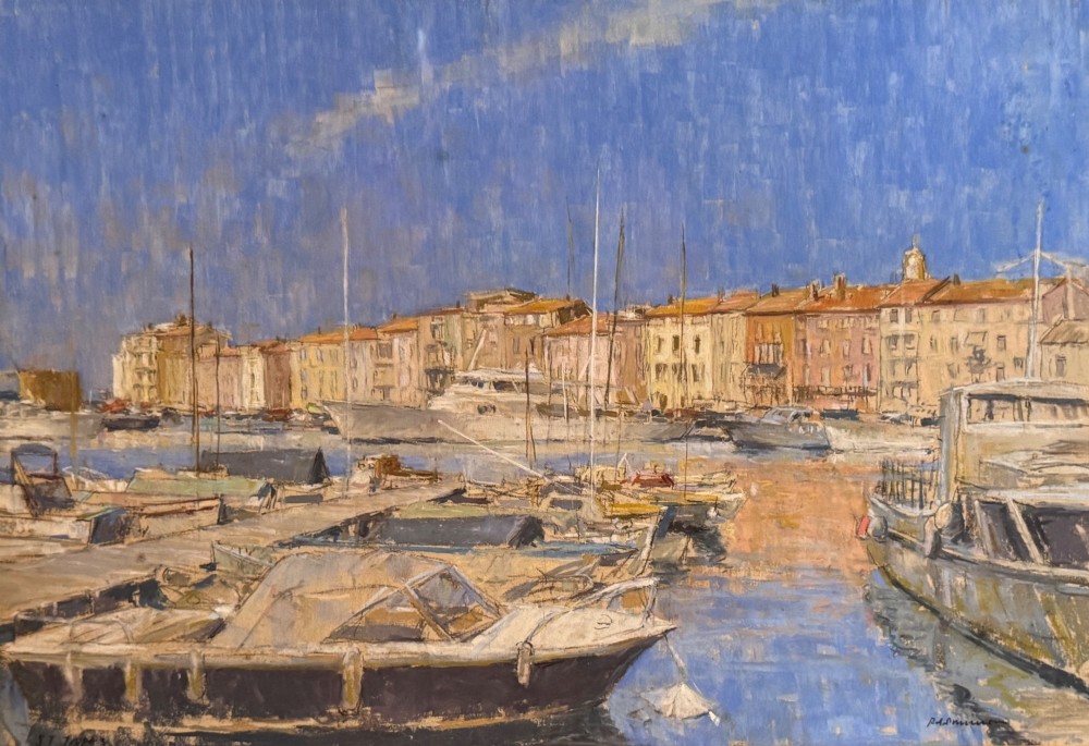PETER RASMUSSEN View of St. Tropez Harbour, Pastel on Paper View V