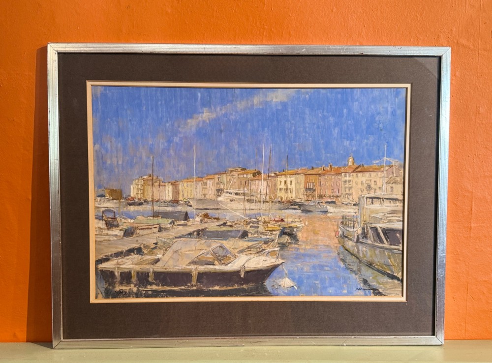 PETER RASMUSSEN View of St. Tropez Harbour, Pastel on Paper View IX