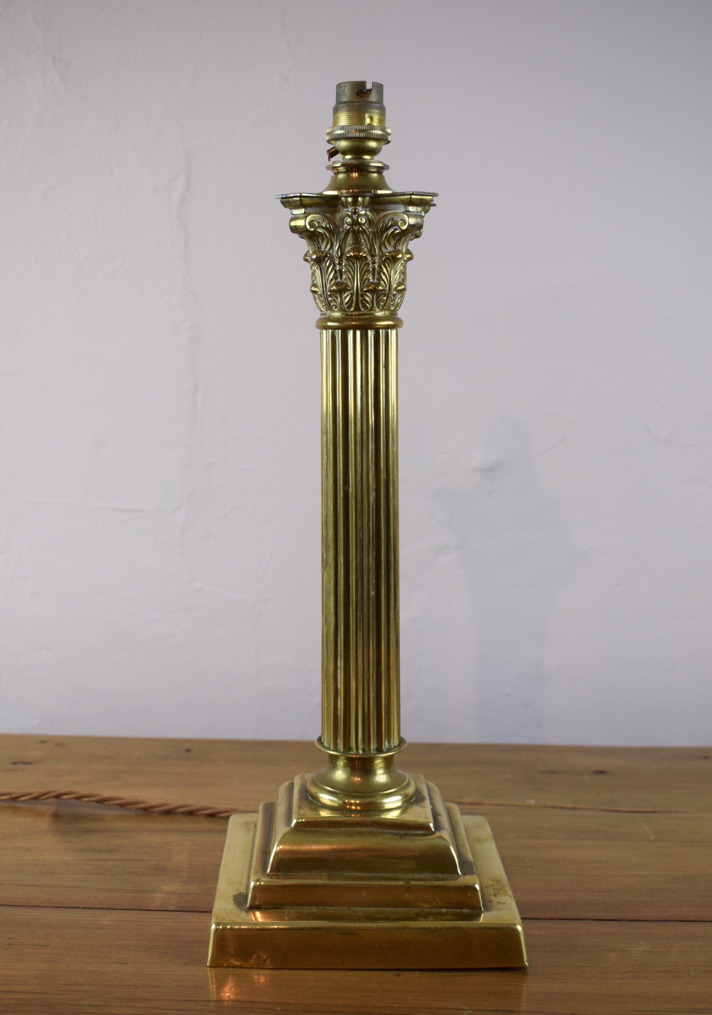 Antique Brass Corinthian Column Table Lamp