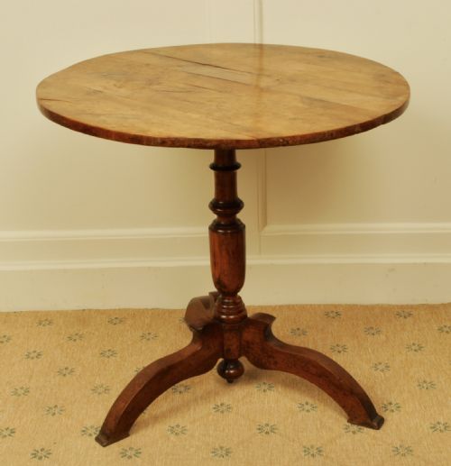 Unusual Solid Yew Tree Tripod Table