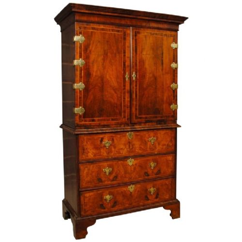 Walnut Fitted Cabinet on Chest, Early 18th Century