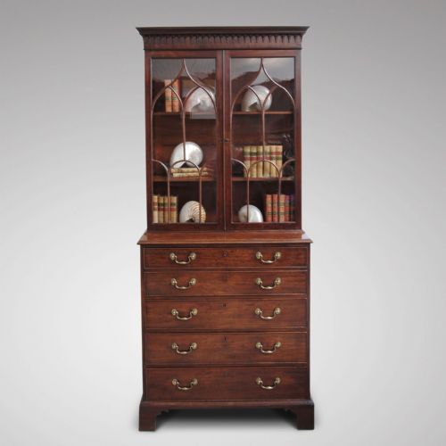 Elegant Small 18th Century Mahogany Secretaire Bookcase