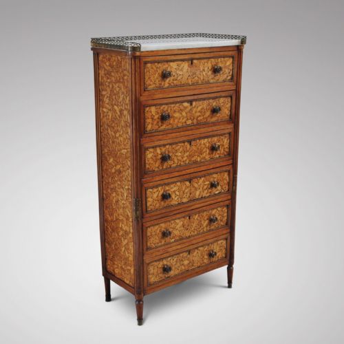 A Rare and Unusual Oyster Veneer Tall Chest