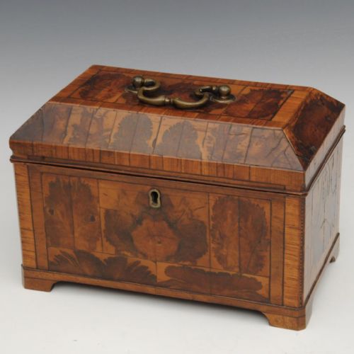 A RARE 18TH CENTURY BURR THORN WOOD TEA CADDY - ADDITIONAL PHOTO 1