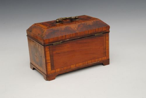 A RARE 18TH CENTURY BURR THORN WOOD TEA CADDY - ADDITIONAL PHOTO 3