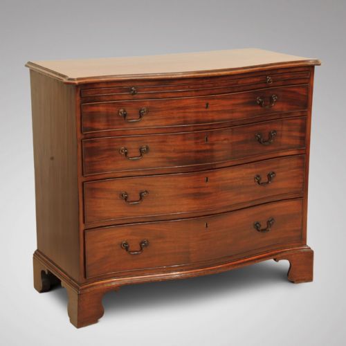George III Period Mahogany Serpentine Chest in Original Condition