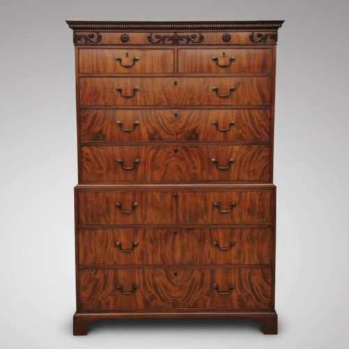 Superb Example of a Flame Mahogany Chest on Chest