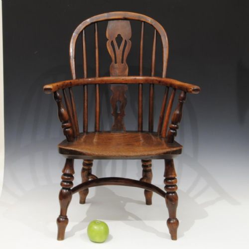 Charming Nottinghamshire Yew Wood Childs Windsor Armchair