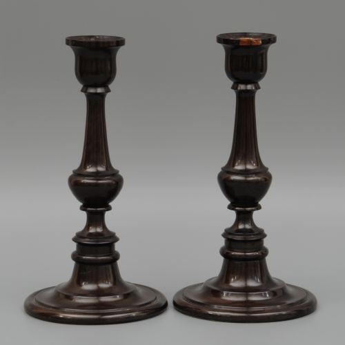 Pair of Elegant 18th Century Lignum Vitae Treen Candlesticks