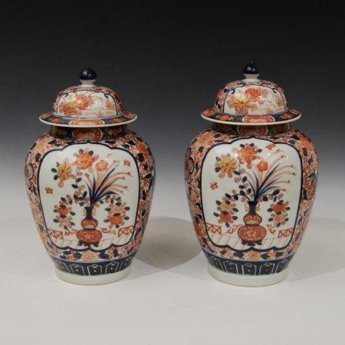 Pair of 19th Century Japanese Imari Lidded Vases