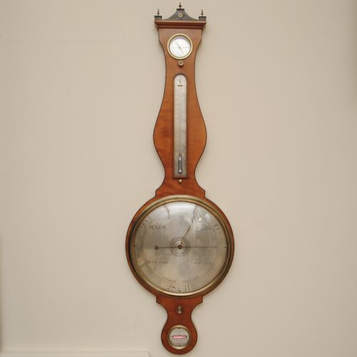 12' Dial Regency Satin Wood Wheel Barometer
