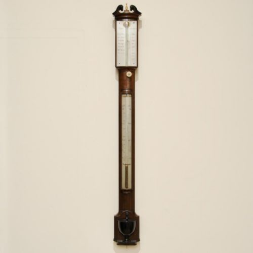 An Elegant Early 19th Century Mahogany Bow Fronted Stick Barometer by Bate