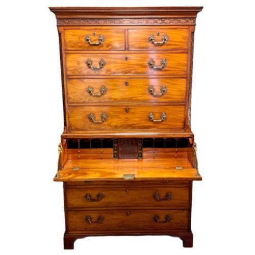 A George III Period Mahogany Secretaire Tallboy