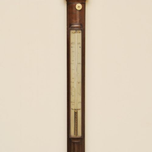AN ELEGANT EARLY 19TH CENTURY MAHOGANY BOW FRONTED STICK BAROMETER BY BATE - ADDITIONAL PHOTO 3