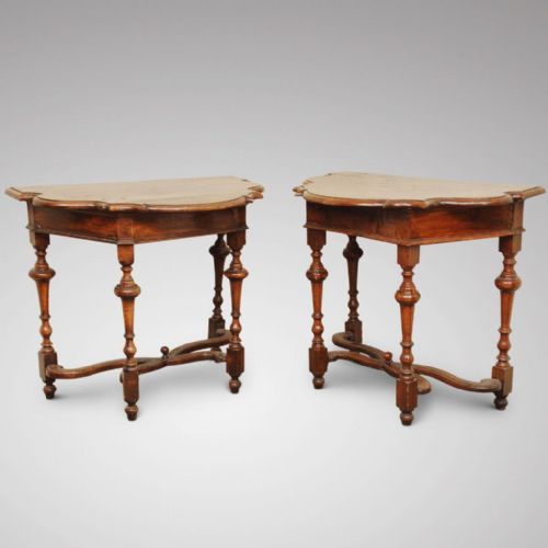 Two Similar Early 18th Century Italian Walnut Console Tables