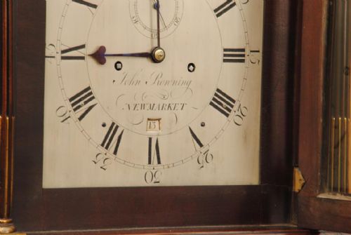 A RARE SMALL 18TH CENTURY MAHOGANY LONGCASE CLOCK BY ROWNING OF NEWMARKET - ADDITIONAL PHOTO 5