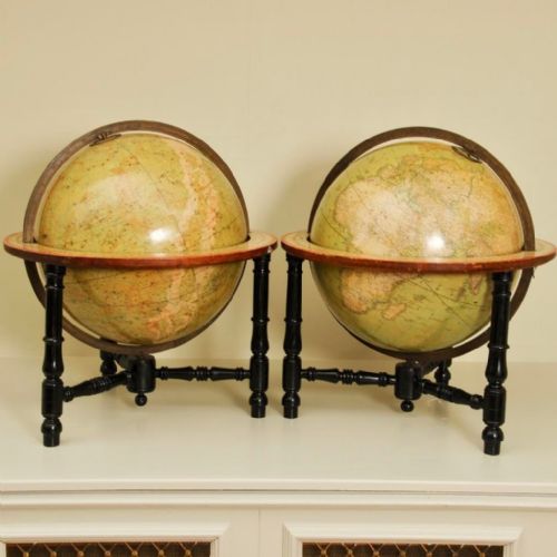 RARE AND LARGE PAIR OF 18 MALBY GLOBES IN FINE ORIGINAL CONDITION - ADDITIONAL PHOTO 2