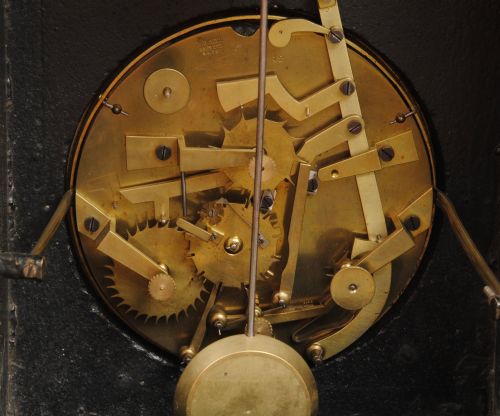 A FINE 19TH CENTURY BELGIUM SLATE PERPETUAL CALENDAR CLOCK - ADDITIONAL PHOTO 1