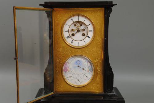 A FINE 19TH CENTURY BELGIUM SLATE PERPETUAL CALENDAR CLOCK - ADDITIONAL PHOTO 5