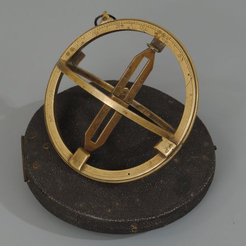 18th Century Brass Ring Dial in a Fishskin Case