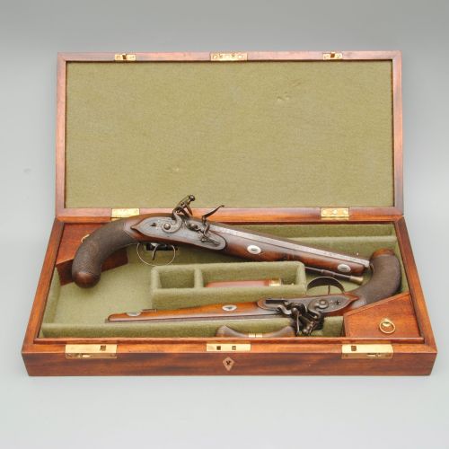 A Pair of Flintlock Dueling Pistols by Harcourt of Ipswich