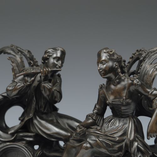 A PAIR OF 19TH CENTURY BRONZE CHENETS - ADDITIONAL PHOTO 2