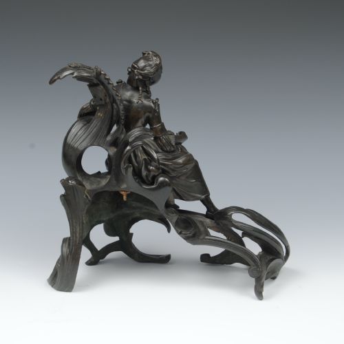 A PAIR OF 19TH CENTURY BRONZE CHENETS - ADDITIONAL PHOTO 4