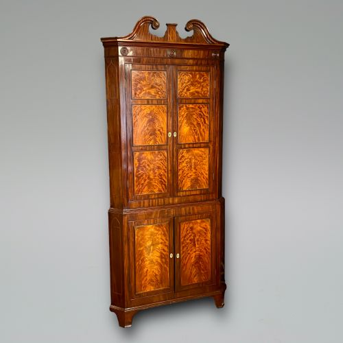 George III Period Mahogany Standing Corner Cupboard
