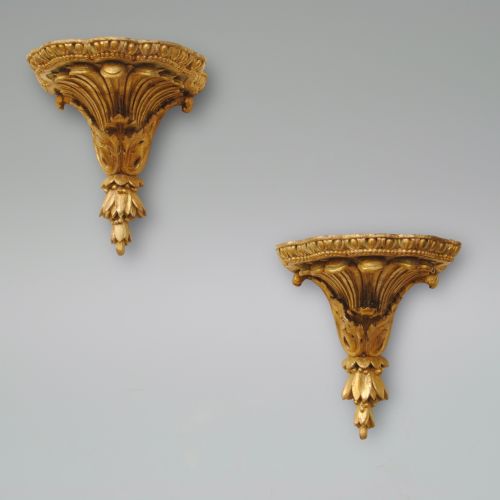 A Pair of 18th Century Carved Giltwood Wall Brackets