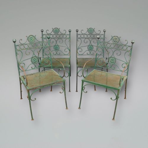 A Set of Four Mid 20th Century French Metal Garden Chairs