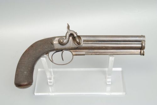 A SUPERB PAIR OF OVER AND UNDER PISTOLS IN ORIGINAL CASE - ADDITIONAL PHOTO 3
