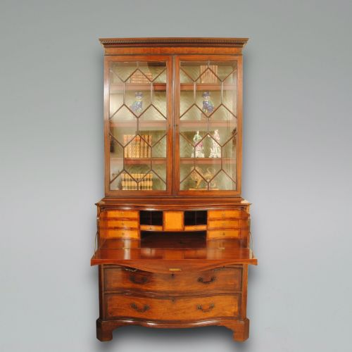 A GEORGE III SERPENTINE SECRETAIRE BOOKCASE - ADDITIONAL PHOTO 1