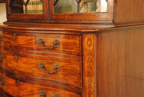 A GEORGE III SERPENTINE SECRETAIRE BOOKCASE - ADDITIONAL PHOTO 2