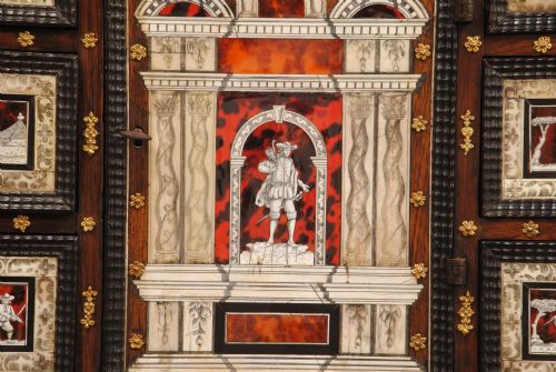 SUPERB SPANISH INLAID CABINET ON STAND - ADDITIONAL PHOTO 2