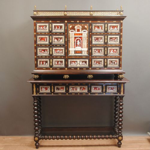 SUPERB SPANISH INLAID CABINET ON STAND - ADDITIONAL PHOTO 6