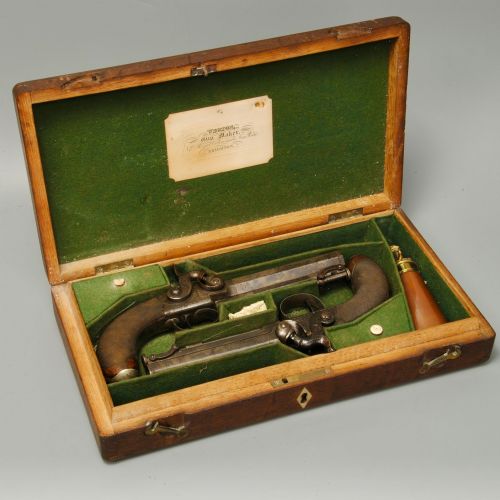 FINE PAIR OF MORTIMER PERCUSSION PISTOLS