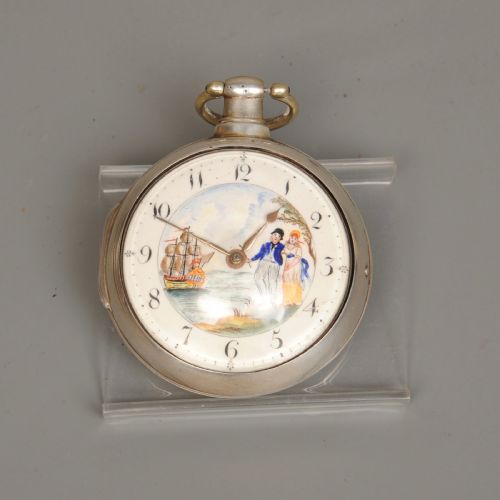 LIVERPOOL PAINTED DIAL POCKET WATCH WITH SHIP LEAVING PORT - ADDITIONAL PHOTO 2