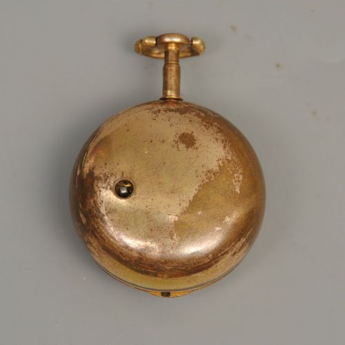 PAIR CASED 18TH CENTURY POCKET WATCH IN HORN BACK PAINTED CASE - ADDITIONAL PHOTO 2