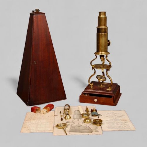 CULPEPPER MICROSCOPE WITH TRADE PAPERS FOR CHARLES LINCOLN