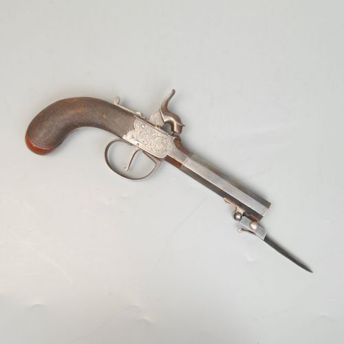 A PAIR OF BOXLOCK PERCUSSION PISTOLS WITH FLICK BAYONETS - ADDITIONAL PHOTO 2